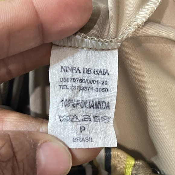 Women Shirred Side Skirted Leggings Sz One Size P Beige Stripes - Picture 9 of 10